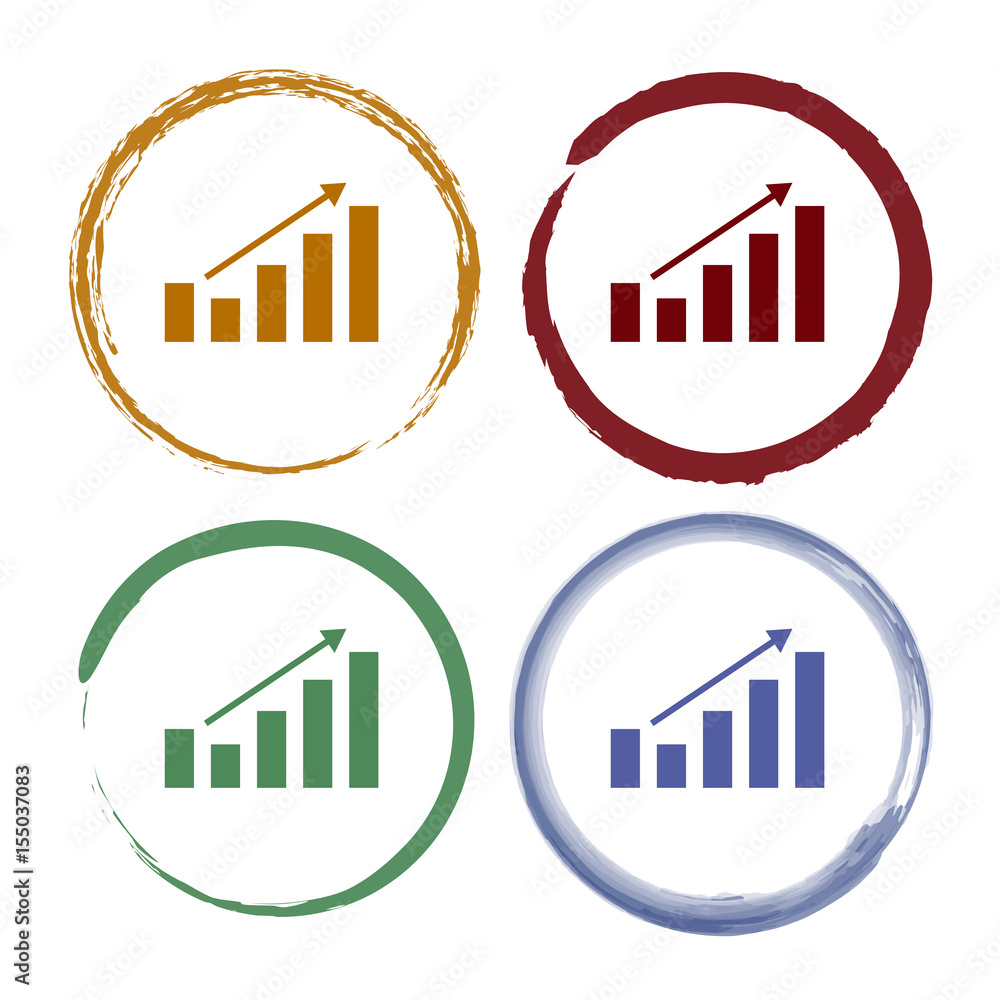 Pinselstrich Icon Set - Balkendiagramm mit Pfeil Pinselstrich Icon Set - Balkendiagramm mit Pfeil