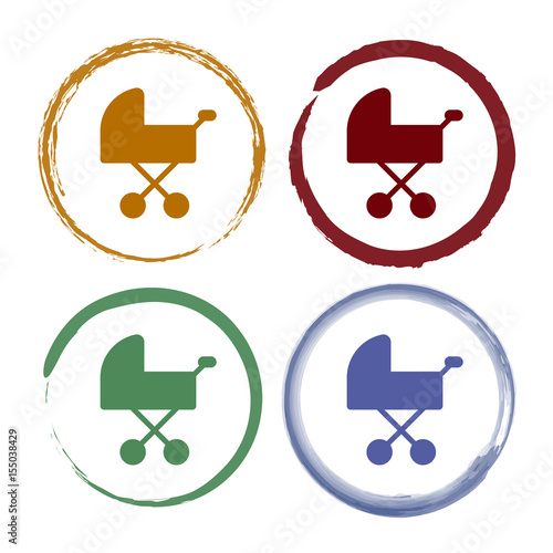 Pinselstrich Icon Set - Babywagen