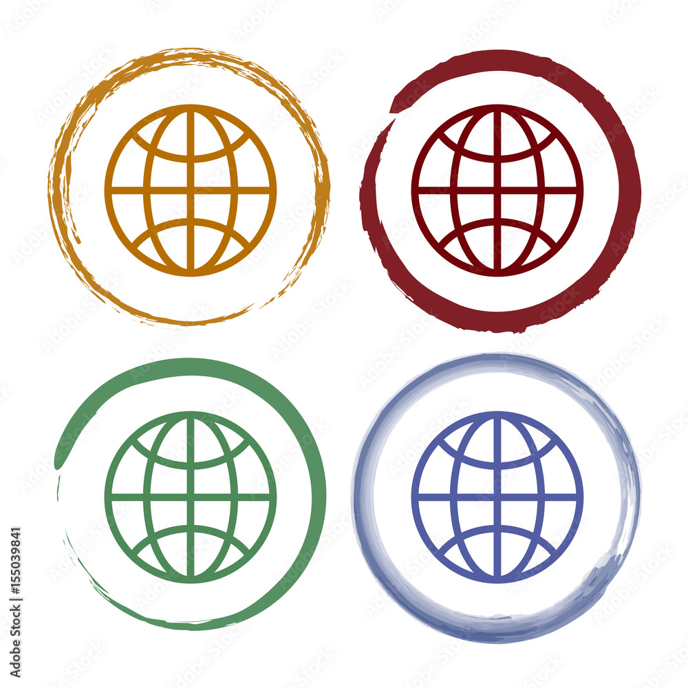 Pinselstrich Icon Set - Globus Breitengrade Pinselstrich Icon Set - Globus Breitengrade