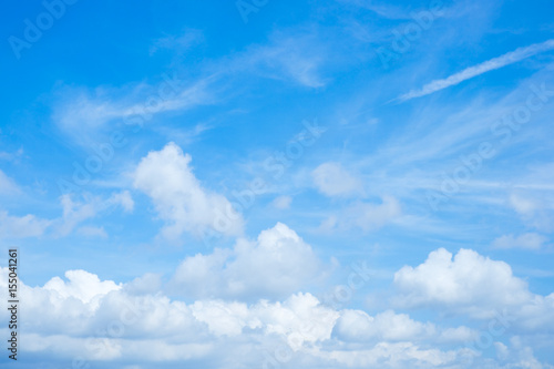 The vast blue sky and clouds sky  Blue sky with clouds with the copy space at the middle of the photo  abstract background