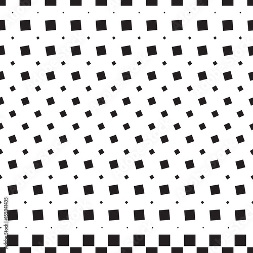 Seamless abstract geometric background of black squares, halftone