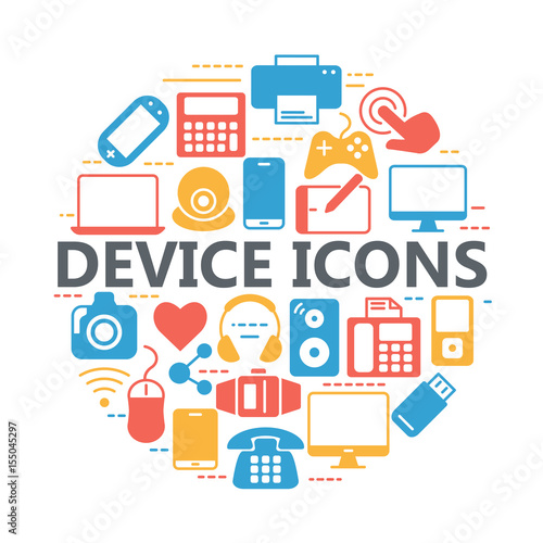 Electronic devices silhouette icons. © tanjaal