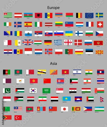 Flags of Asia and Europe.