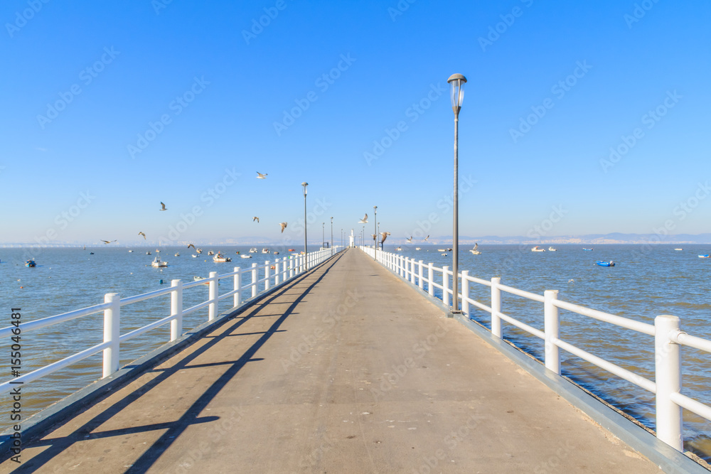 Vista do Pontão de Alcochete em Portugal