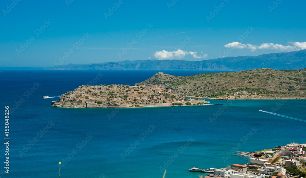 View to Spinalonga island, Greece, Crete, panoramic