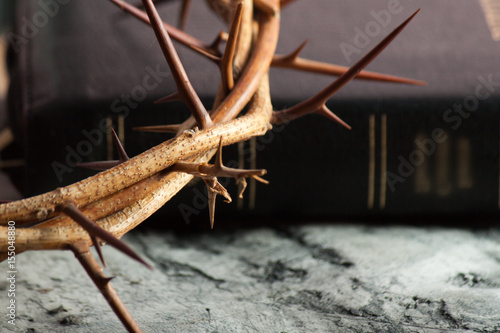 Wallpaper Mural Crown of thorns on wood desk Torontodigital.ca