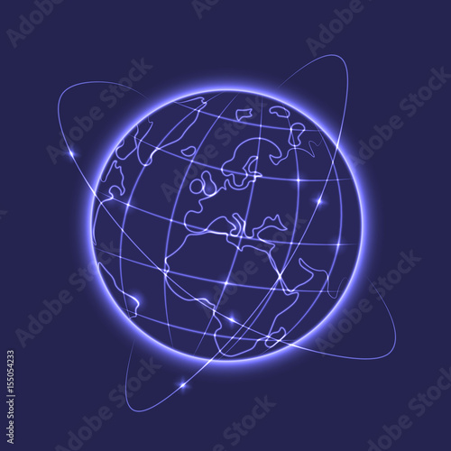 Glowing earth. Vector illustration.