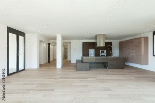 Large room with modern kitchen