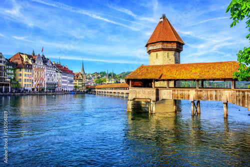 Chapel Bridge in Lucerne Old Town, Switzerland © Boris Stroujko