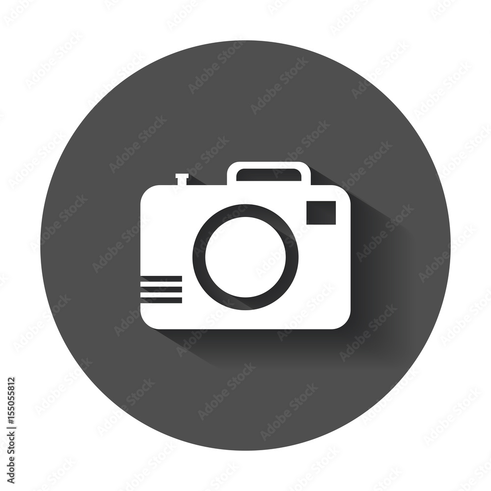 Camera flat vector icon. Illustration with long shadow. Camera flat vector icon. Illustration with long shadow.