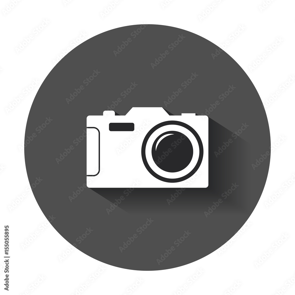Fototapeta premium Camera flat vector icon. Illustration with long shadow.