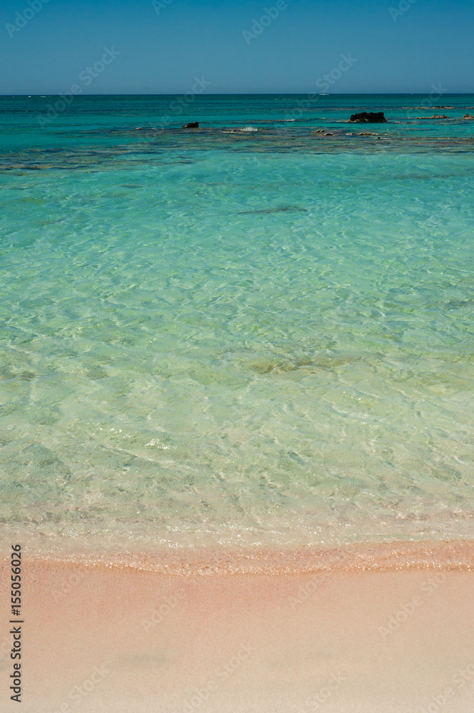 Elafonisi beach, beautiful pink sand and blue water, Greece, Crete