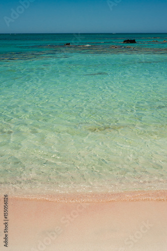 Obraz na płótnie Elafonisi beach, beautiful pink sand and blue water, Greece, Crete w salonie
