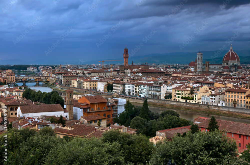 Classic panorama of Florence in twilight