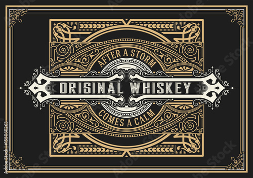 Old Whiskey label with vintage frames