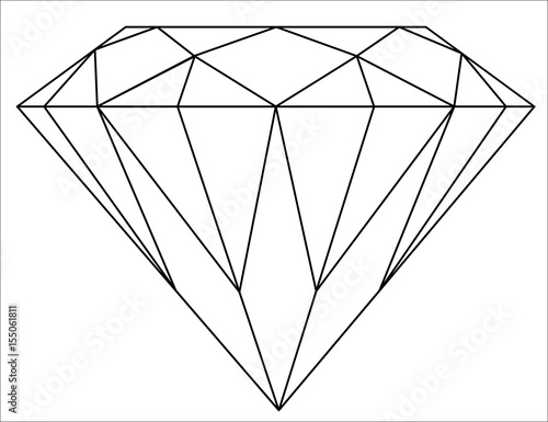 Simple black and white diamond outline icon or symbol vector eps 10