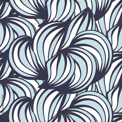 Wavy hand drawn abstract print. Wave seamless pattern. Vector background