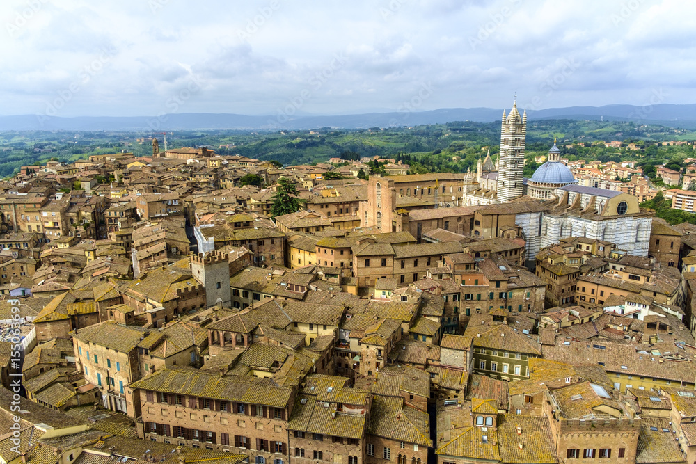 The Duomo and Campanile view from the Torre del Mangia of Palazzo Pubblico  Siena
