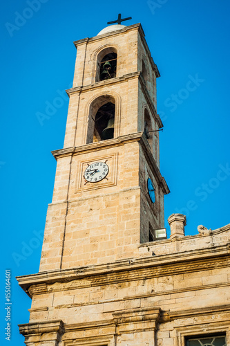 Greece Crete, Chania (Xania) church in the center of city on blue sky