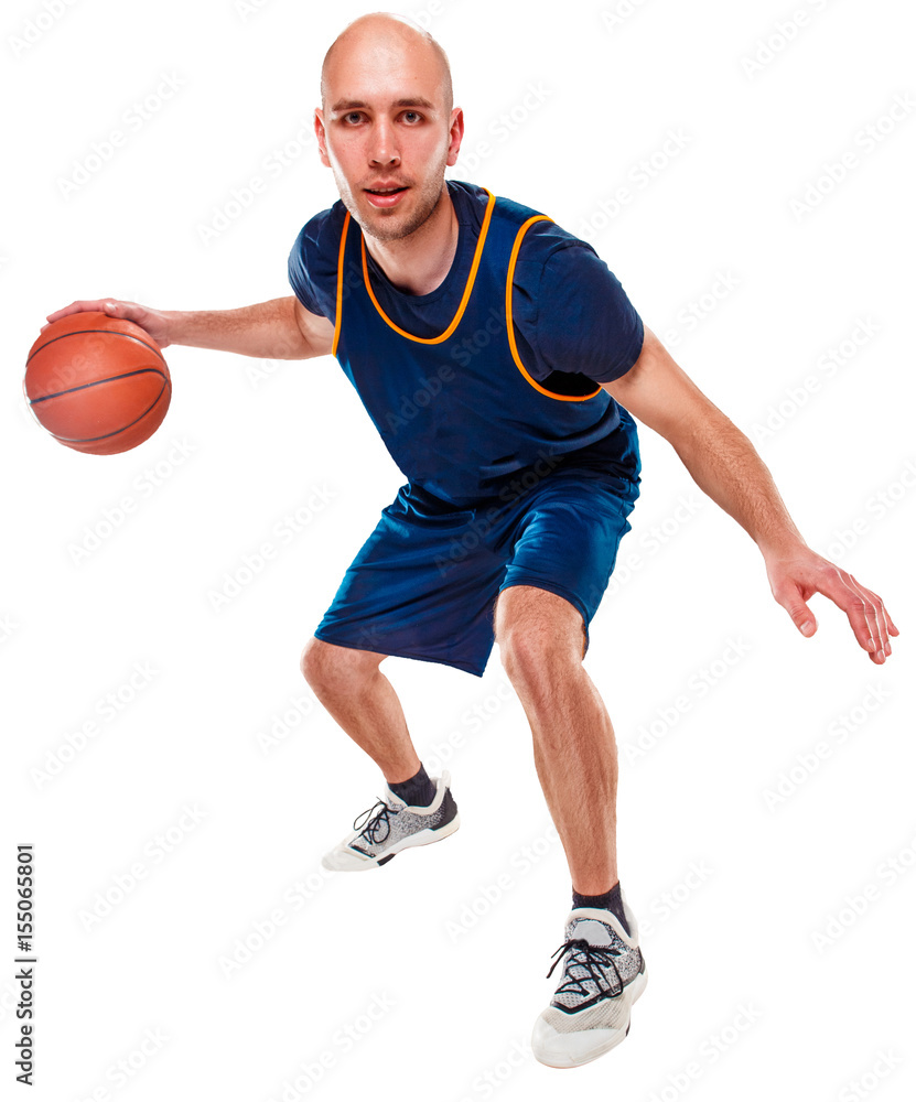 Full length portrait of a basketball player with ball Full length portrait of a basketball player with ball