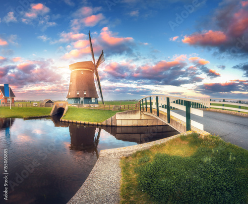 Windmill and bridge near th...