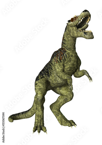 3D Rendering Dinosaur Tyrannosaurus Rex on White