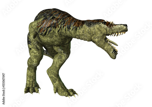 3D Rendering Dinosaur Tyrannosaurus Rex on White