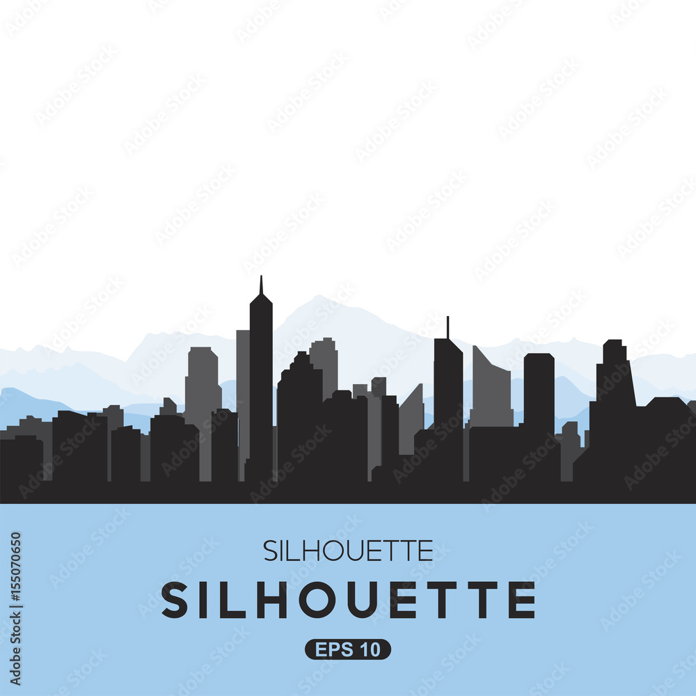The silhouette city. Flat vector illustration EPS10.