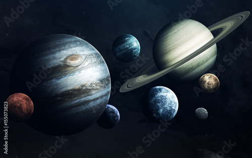 Fototapeta Naklejka Na Ścianę i Meble -  Planets of Solar system. Earth, Mars, Jupiter and others. Elements of this image furnished by NASA