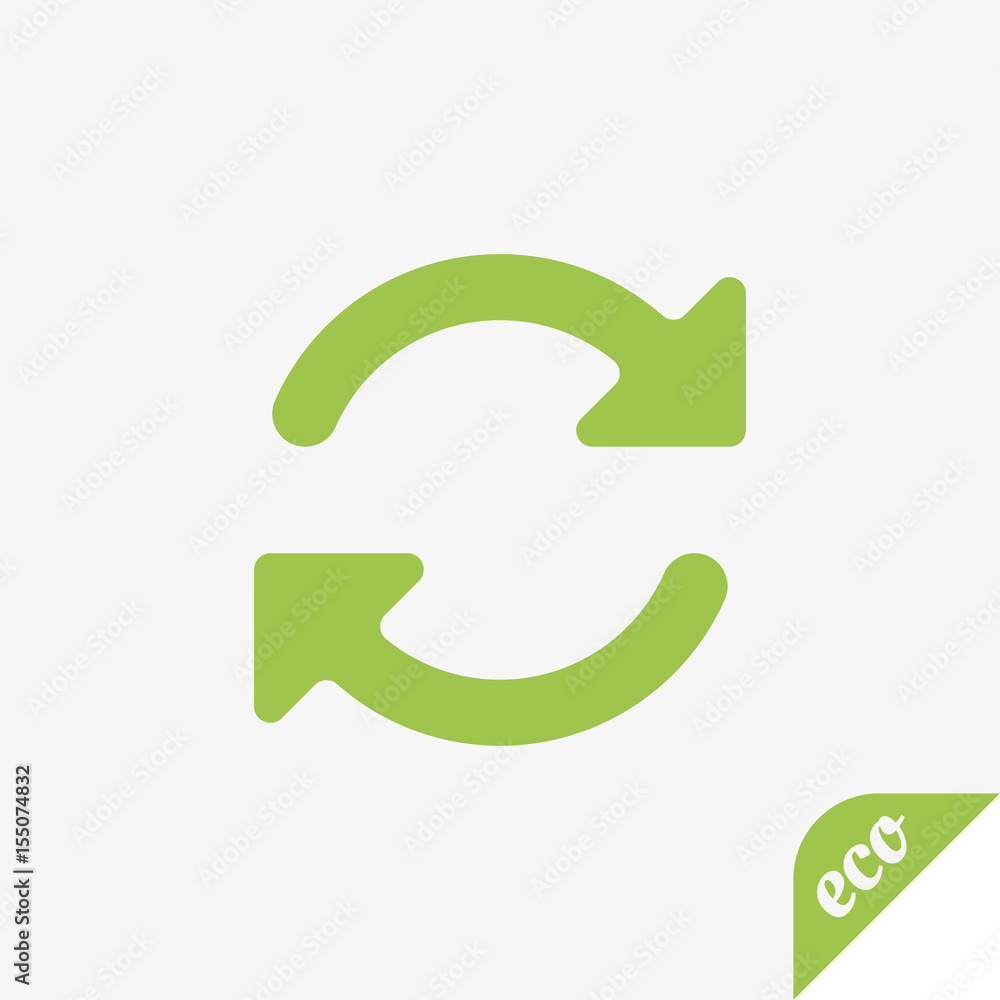 Green icon of ecology. Round arrows of light background Green icon of ecology. Round arrows of light background