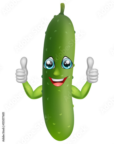 Cartoon cucumber giving thumbs up. Vector illustration