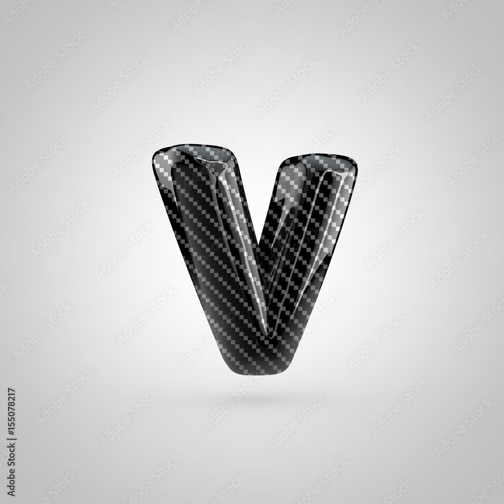 Black carbon letter V lowercase isolated on white background Black carbon letter V lowercase isolated on white background
