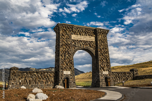 the Roosevelt gate entrance to Yellowstone National Park   