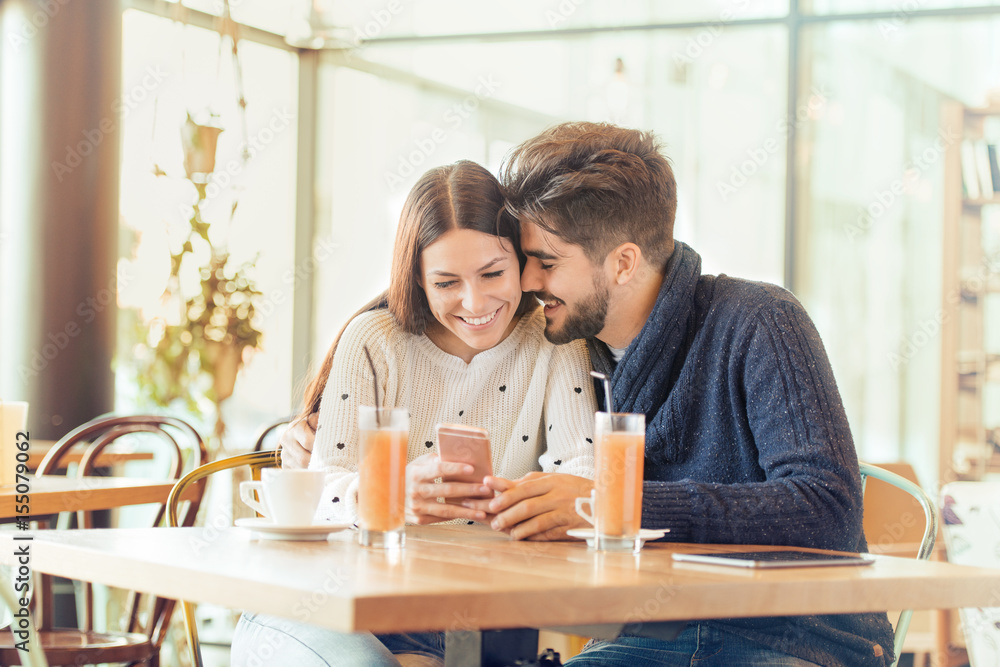 Fototapeta premium Beautiful couple taking selfie