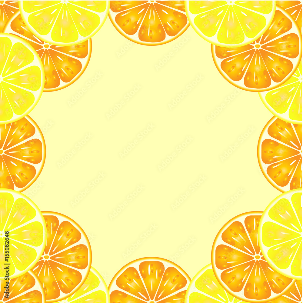 Seamless pattern of orange and lemon 