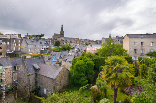 Beautiful view of old town Dinan with its traditional houses, Rance River and narrow streets, Cotes de Armor, Brittany, France, Europe