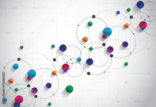 Vector technology concept. Connected Lines and dots colorful background. Network sign