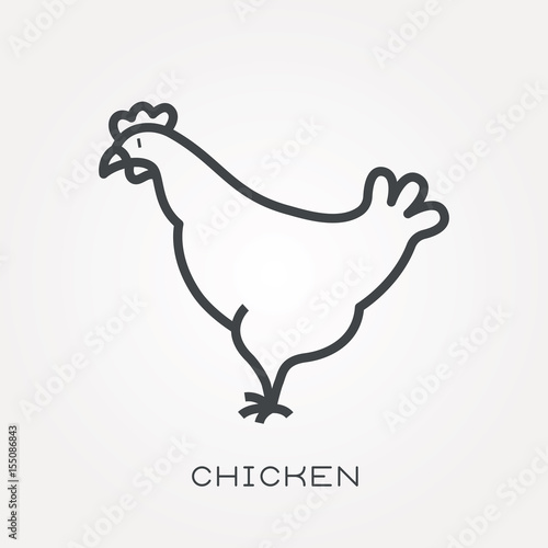 Line icon chicken
