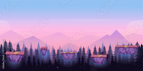 Cartoon Night Game Background , seamless background for games mobile applications and computers. Vector illustration for your design