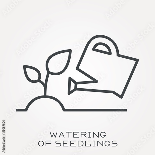 Line icon watering of seedlings