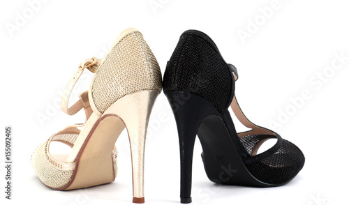 high heel women shoes on white background,