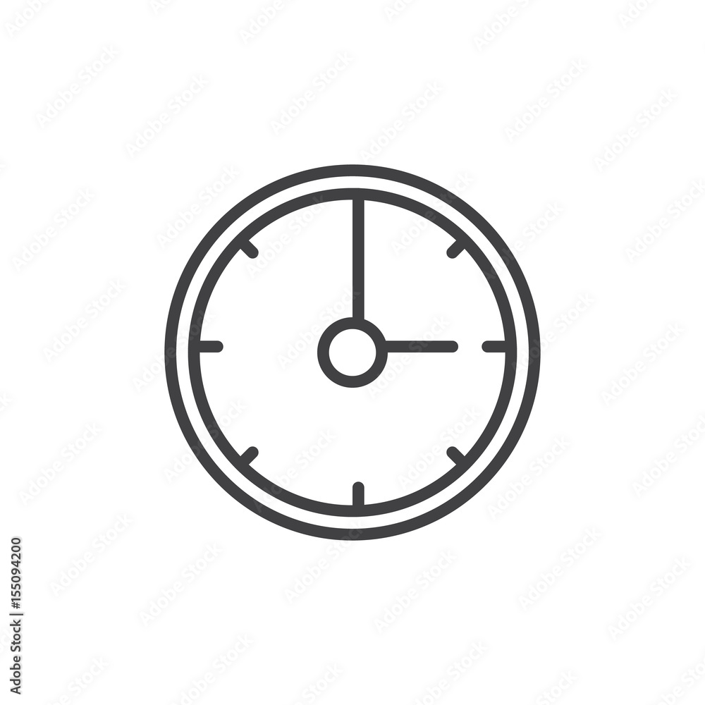 Clock line icon, outline vector sign, linear style pictogram isolated on white. Time symbol, logo illustration. Editable stroke. Pixel perfect Clock line icon, outline vector sign, linear style pictogram isolated on white. Time symbol, logo illustration. Editable stroke. Pixel perfect