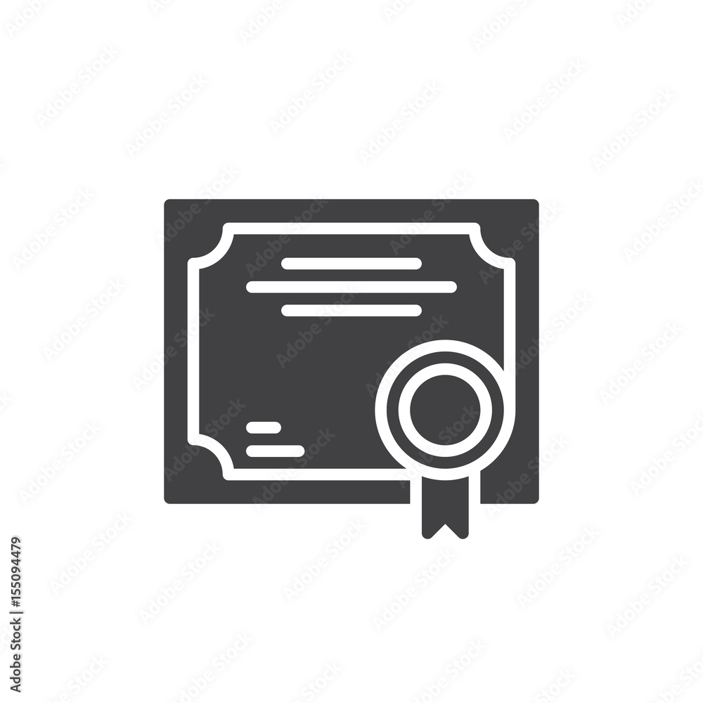 Business Certificate icon vector, filled flat sign, solid pictogram isolated on white. Symbol, logo illustration. Pixel perfect Business Certificate icon vector, filled flat sign, solid pictogram isolated on white. Symbol, logo illustration. Pixel perfect