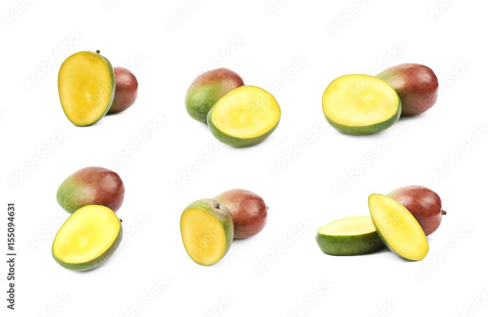 Sliced and cut mango fruit isolated Sliced and cut mango fruit isolated