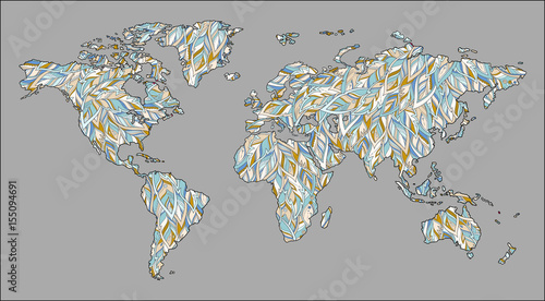 Multicolored world map. Vector illustration.