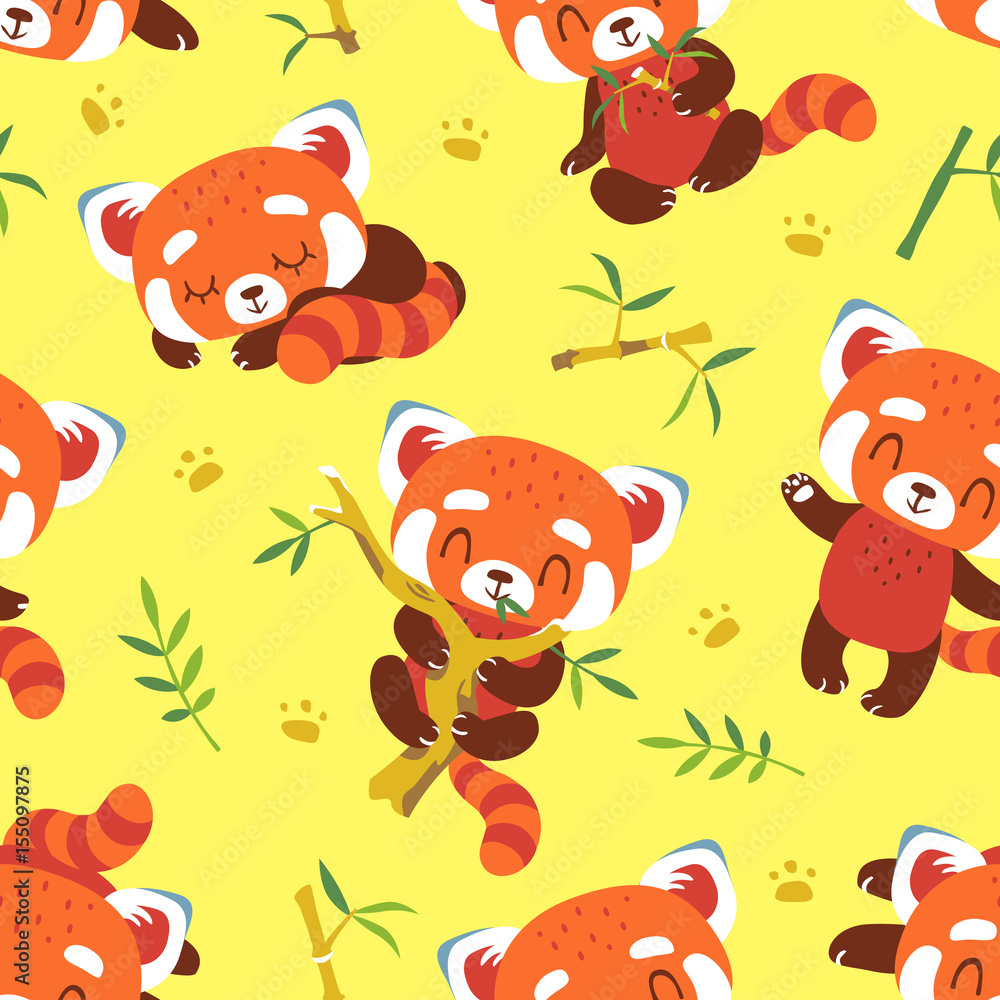 vector cartoon red panda set vector cartoon red panda set
