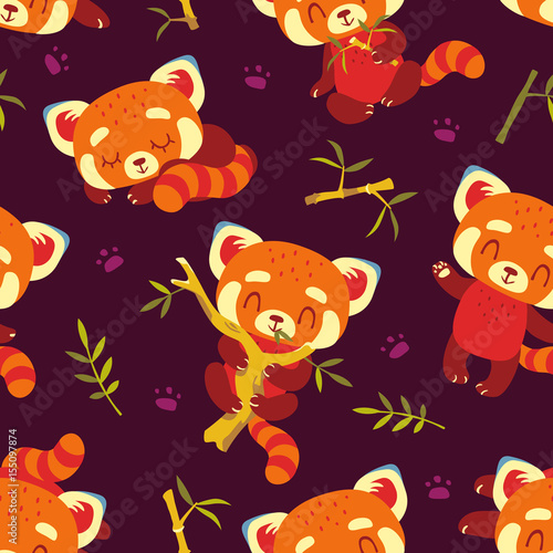 Fototapeta Naklejka Na Ścianę i Meble -  vector cartoon red panda set