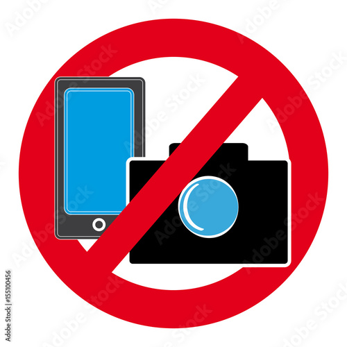 No camera and mobile phone symbol on white background