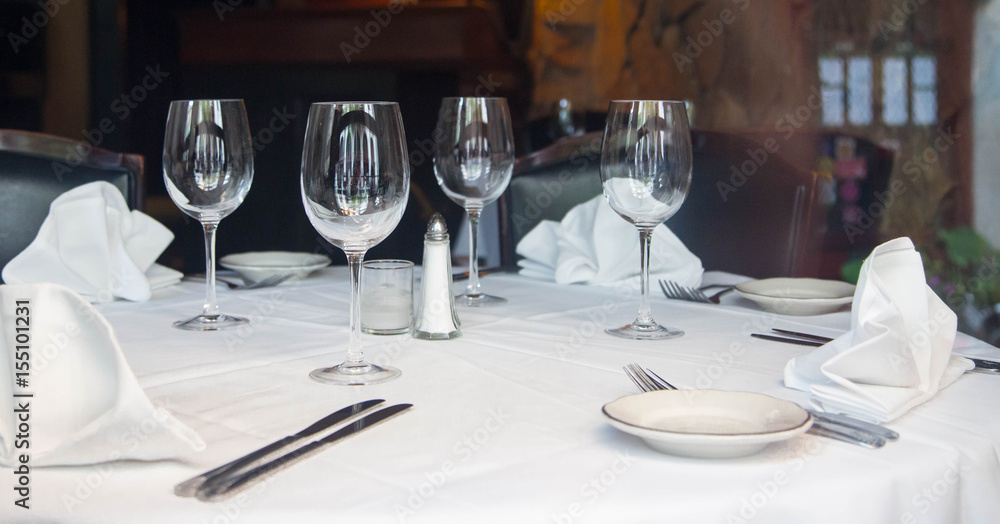 Table Service For Four With Wine Glasses Table Service For Four With Wine Glasses