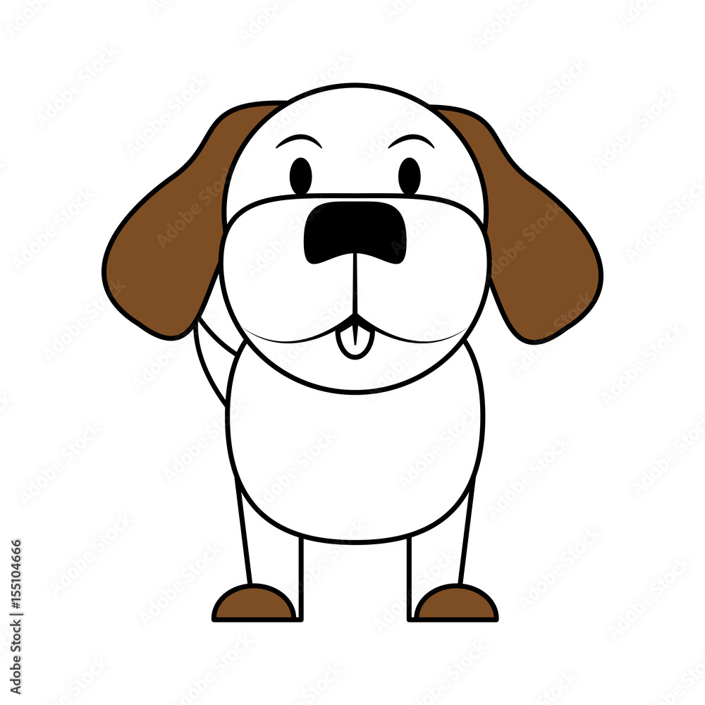 white and brown silhouette of cartoon front view dog animal sitting vector  illustration Stock Vector | Adobe Stock